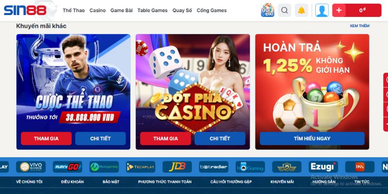 Điều kiện nhận quà từ chương trình khuyến mãi SIN88